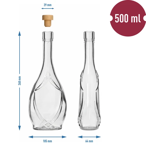 Dekoratyvinis butelis ICONA 500 ml, su „grybuko“ tipo kamščiu, 1 vnt. - 5