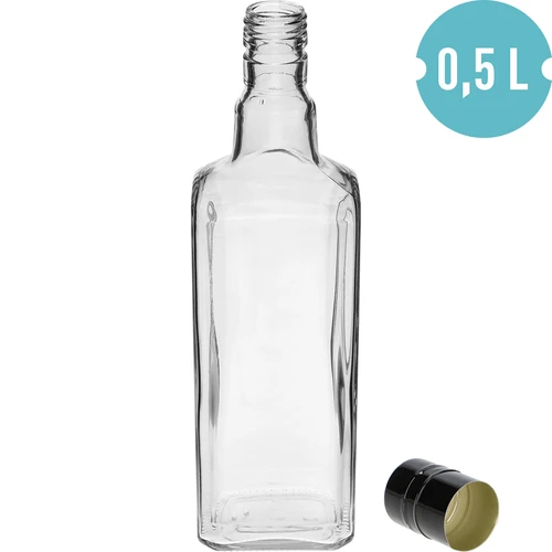 Dekoratyvinis butelis TYNKTURA 0,5 l, su ilgu juodu užsukamu kamšteliu fi 28 mm, 1 vnt. - 2