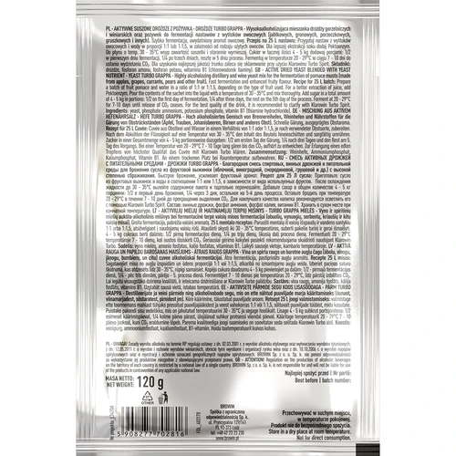 Distiliavimo mielės Turbo Grappa 7–10 dienų - 3