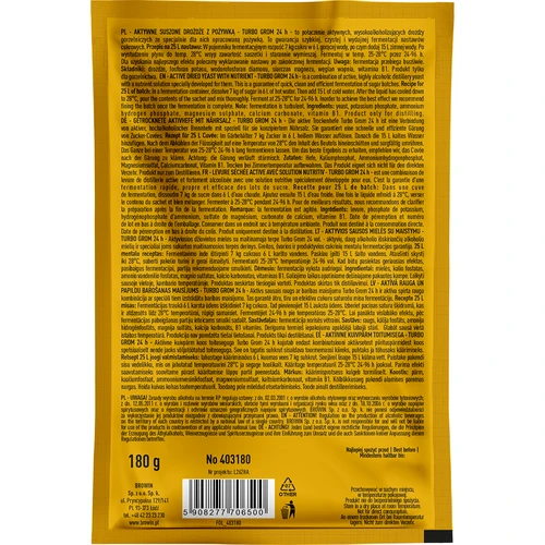 Distiliavimo mielės Turbo Grom 24h - 2