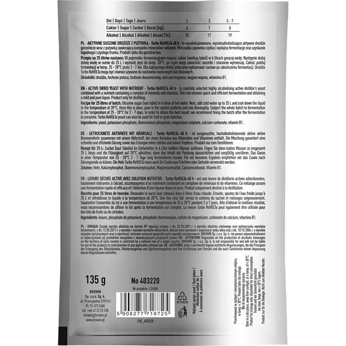 Distiliavimo mielės Turbo reVOLTa 48h - 2