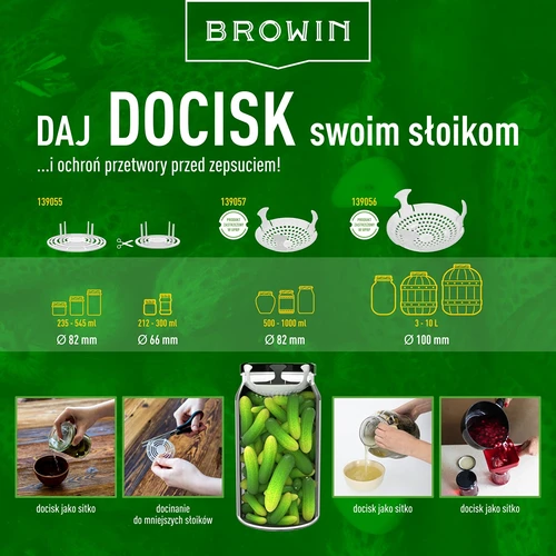 Docisk - sitko do przetworów, kiszonek i octu - do słoików fi 100 - 11