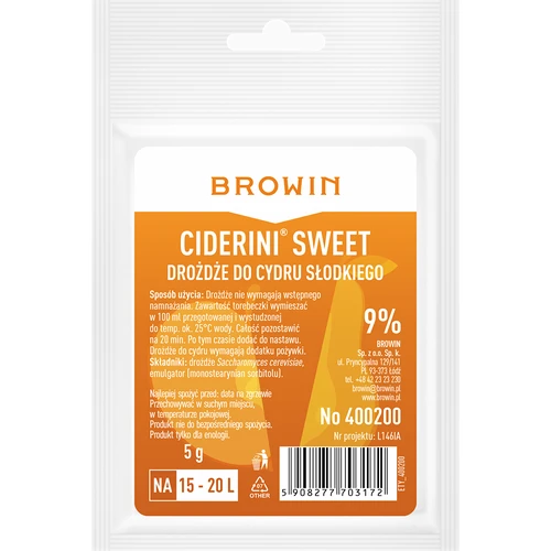 Drożdże cydrowe Ciderini Sweet, 5 g  - 1 