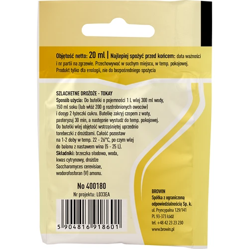 Drożdże winiarskie Tokay, 20 ml - 2