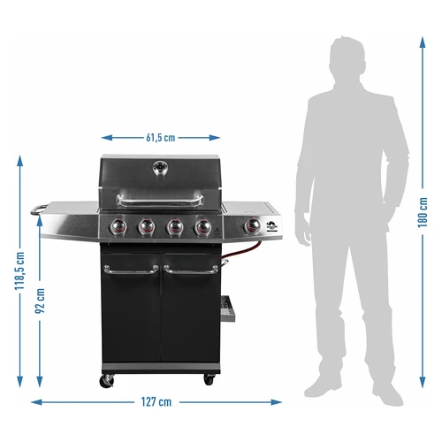Dujinis grilis dragON BBQ101, 11,7 kW, juodai sidabrinis - 10