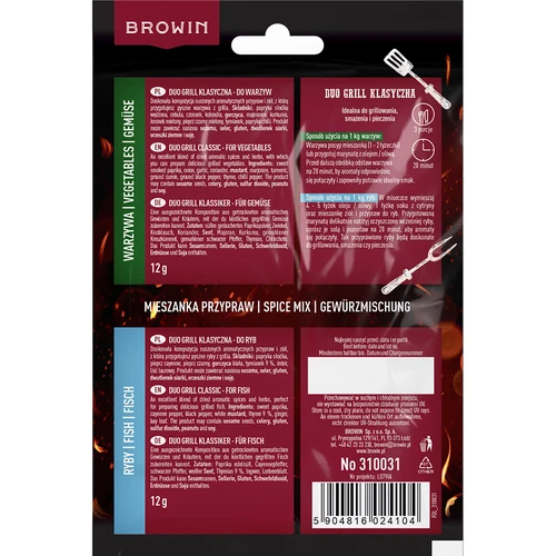 Duo Grill Klasikinė žuviai ir daržovėms – 2 viename prieskonių mišinys, 2 x 12 g - 2