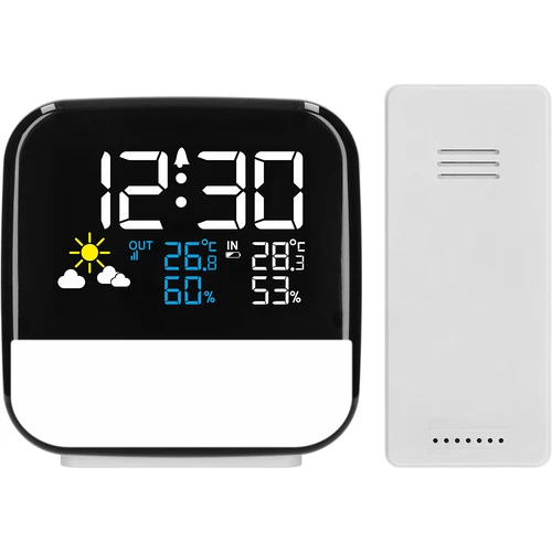 Elektroniczna stacja pogodowa Soens - z czujnikiem bezprzewodowym, budzikiem i lampką - 2