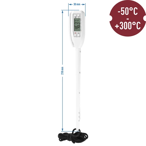 Elektroniczny termometr kuchenny (-50°C do +300°C) z etui, biały - 2