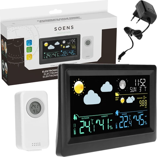 Elektroninė orų stotelė – belaidė, su jutikliu, juoda - 7