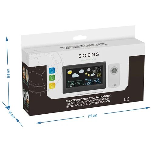 Elektroninė orų stotelė – belaidė, su jutikliu, juoda - 14