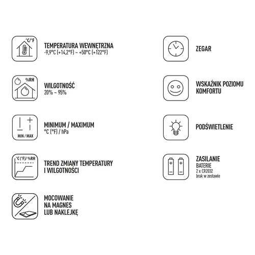 Elektroninis kambario termometras, juodas - 13