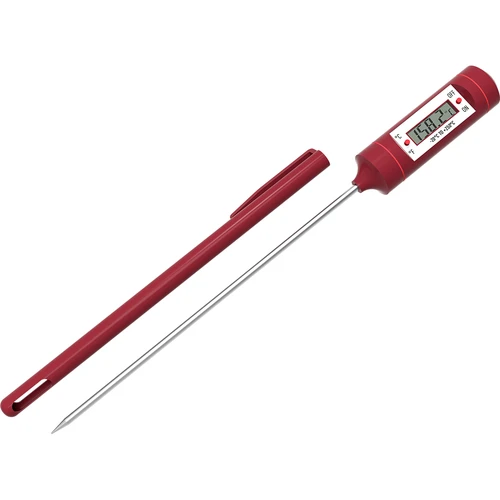 Elektroninis maistinis termometras su LCD (nuo −20 °C iki +250 °C), raudonas