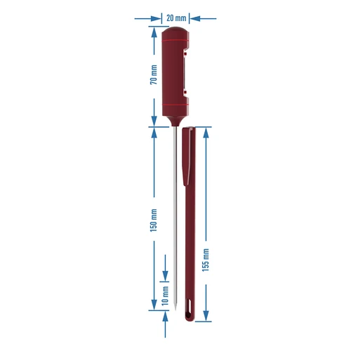 Elektroninis maistinis termometras su LCD (nuo −20 °C iki +250 °C), raudonas - 5