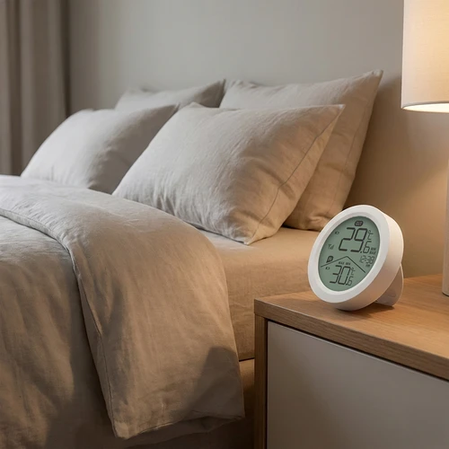 Elektroninis Soens termometras – su išoriniu jutikliu, apvalus, baltas - 6