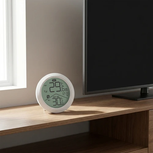 Elektroninis Soens termometras – su išoriniu jutikliu, apvalus, baltas - 7