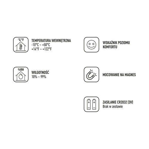 Elektroninis termometras su komforto indikatoriumi, baltas - 9