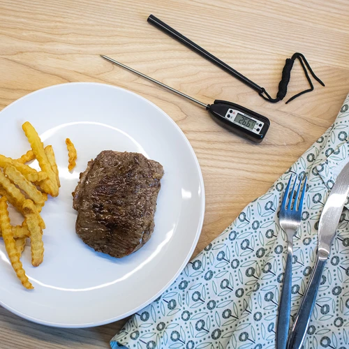 Elektroninis virtuvinis termometras (-50°C iki +300°C) su dėklu, juodas - 5