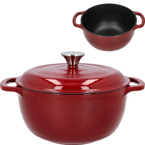 Emaliuotas ketaus puodas - bordo, 4 l