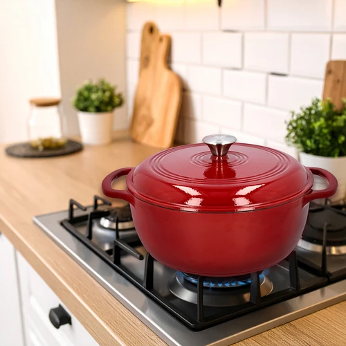 Emaliuotas ketaus puodas - bordo, 5,8L - 9