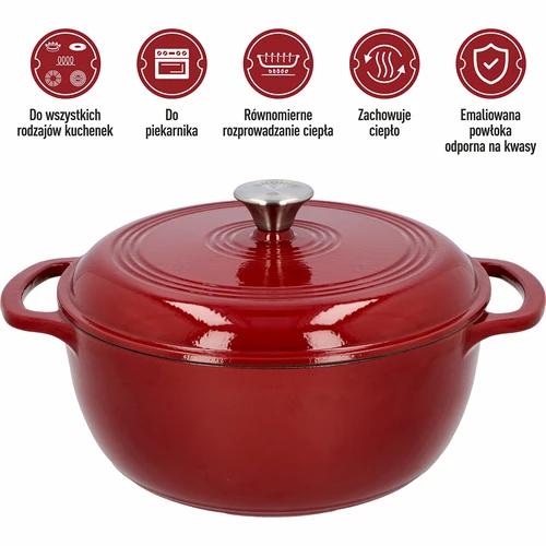 Emaliuotas ketaus puodas - bordo, 5,8L - 5