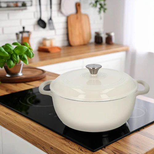 Emaliuotas ketaus puodas - ecru, 5,8 l - 9