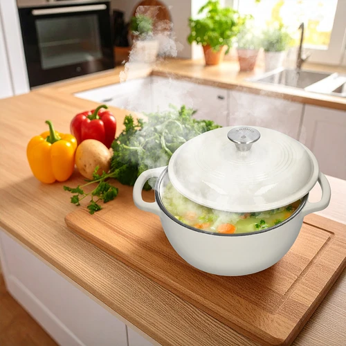 Emaliuotas ketaus puodas – ekri, 4 l - 7