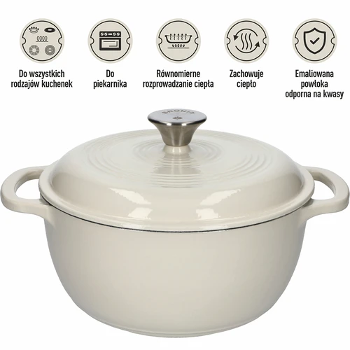 Emaliuotas ketaus puodas - ekriu, 4 l - 5