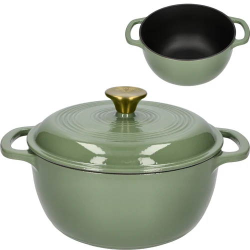 Emaliuotas ketaus puodas - šalavijų spalvos, 4 l