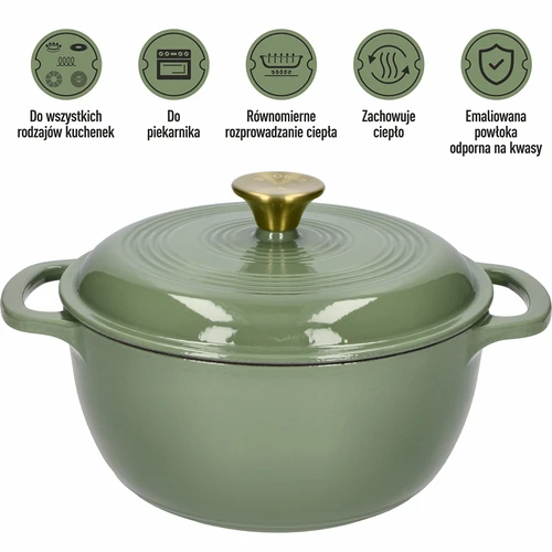 Emaliuotas ketaus puodas - šalavijų spalvos, 4 l - 5