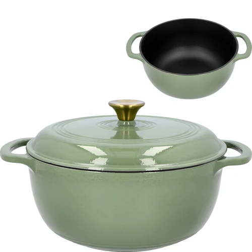 Emaliuotas ketaus puodas – šalavijų spalvos, 5,8 l