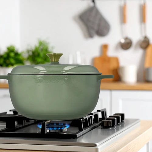 Emaliuotas ketaus puodas – šalavijų spalvos, 5,8 l - 9