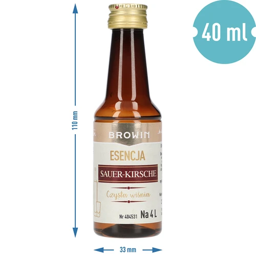 Esencija Sauer-Kirsche - Skaidri vyšnia, 40 ml, skirta 4 l - 8