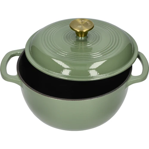 Garnek żeliwny emaliowany - szałwiowy, 4L - 2