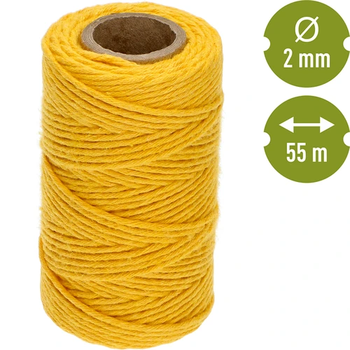 Geltona medvilninė virvelė 2 mm/55 m/100 g - 4