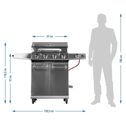 Grill gazowy dragON BBQ201, 18,8 kW, srebrny - 12