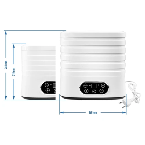 Grybų, vaisių, daržovių ir žolelių džiovintuvas su temperatūros reguliavimu, 240 W, baltas - 13