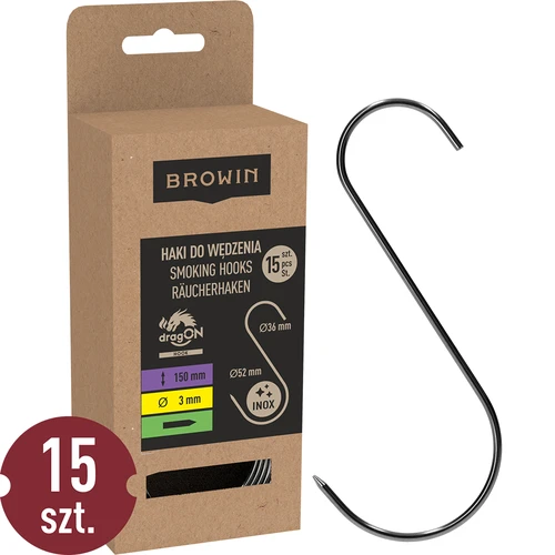 Haki do wędzenia - S, ostrzone 3mm x 150mm 15 szt.