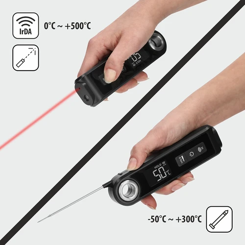 Infraraudonųjų spindulių virtuvinis termometras, kompaktiškas, su sulankstomu zondu - 6