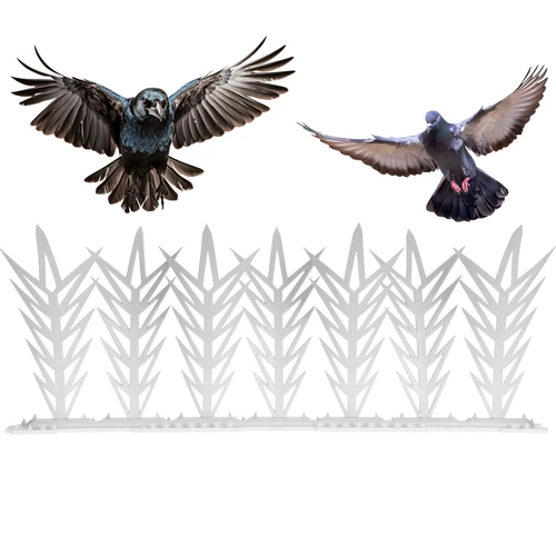 Juostos su spygliais paukščiams atbaidyti, dekoratyvinės, baltos – iš plastiko, 6 vnt. - 4