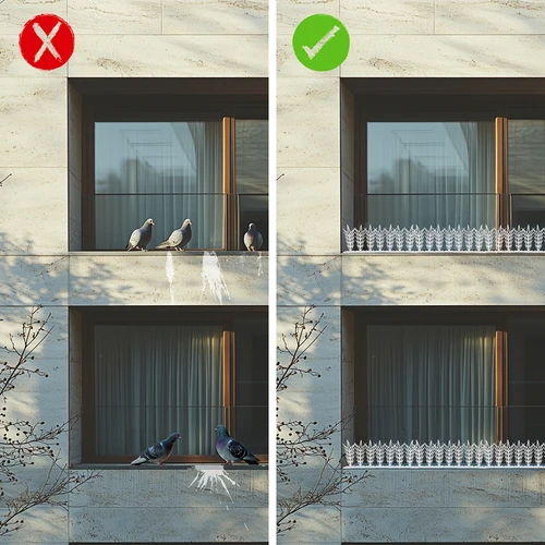 Juostos su spygliais paukščiams atbaidyti, dekoratyvinės, baltos – iš plastiko, 6 vnt. - 7