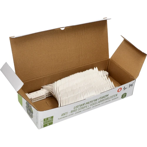 Juostos su spygliais paukščiams atbaidyti, dekoratyvinės, baltos – iš plastiko, 6 vnt. - 8