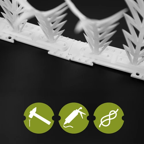 Juostos su spygliais paukščiams atbaidyti, dekoratyvinės, baltos – iš plastiko, 6 vnt. - 6