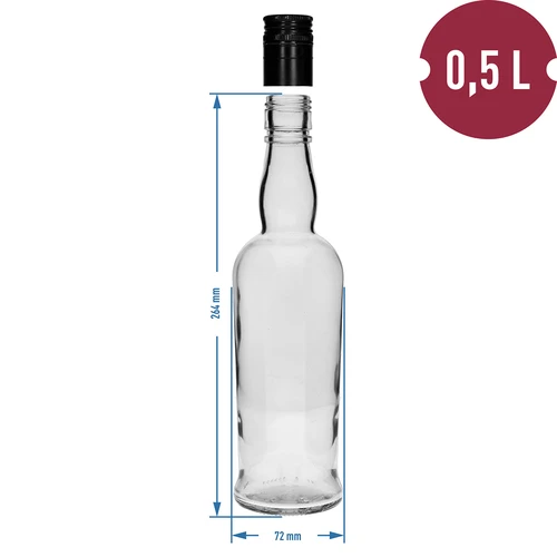 Kapitono butelis 500 ml su užsukamu kamšteliu -6 vnt - 5