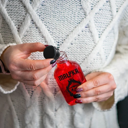 Stiklinė kišeninė gertuvė 200 ml su užsukamu kamšteliu, spauda „Beždžionėlė”, 1 vnt. - 5