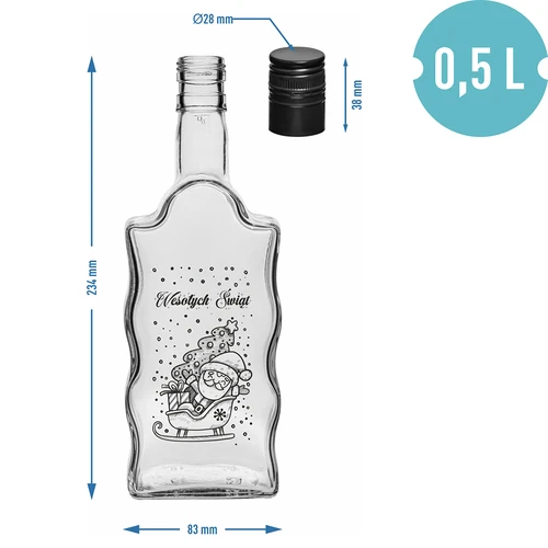 Klasztorna 500 ml butelis su užsukamu kamšteliu, spauda „Kalėdų Senelis“, 1 vnt. - 5