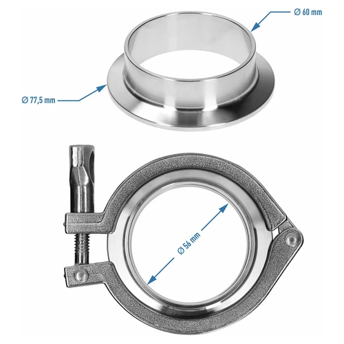 Komplektinė Tri-Clamp jungtis 77,5 x 60 mm - 5
