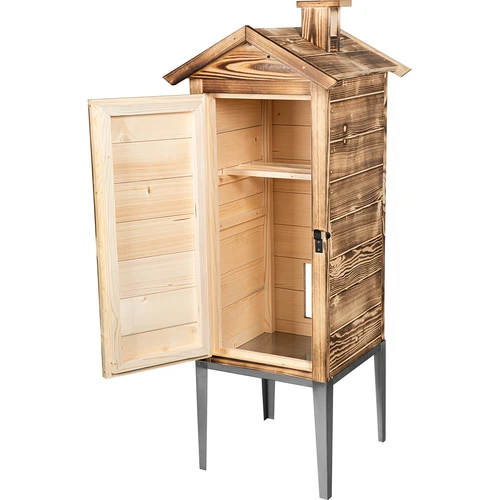 Kūrenama rūkymo kamera - iš eglės medienos, 200L, su nerūdijančiu stovu - 2