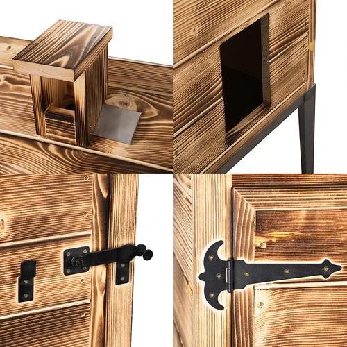 Kūrenama rūkymo kamera - iš eglės medienos, 200L, su nerūdijančiu stovu - 4