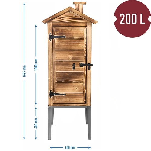 Kūrenama rūkymo kamera - iš eglės medienos, 200L, su nerūdijančiu stovu - 5