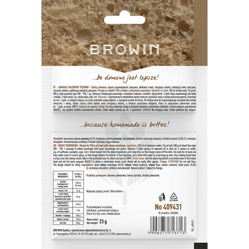 Kvietinės duonos raugas su mielėmis – 23 g - 2